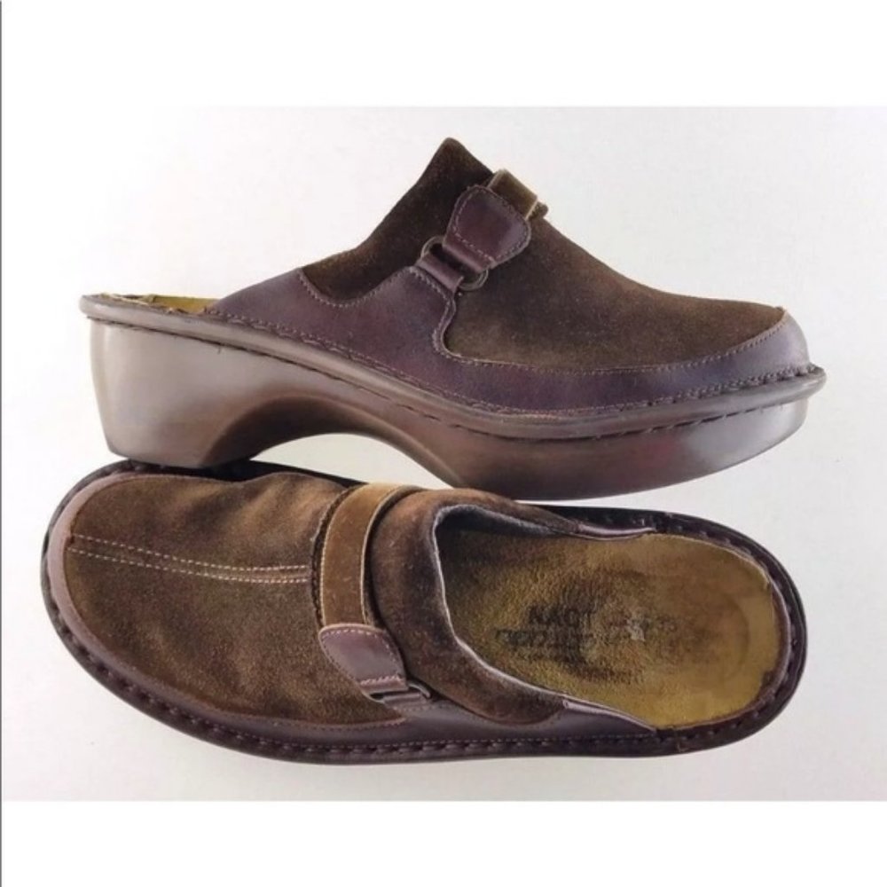 Naot Brown leather and suede mules eu 36